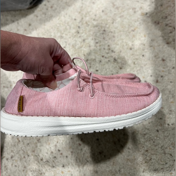 Girls kids youth Hey Dude pink linen cotton candy shoes Y2-3 - Picture 5 of 8